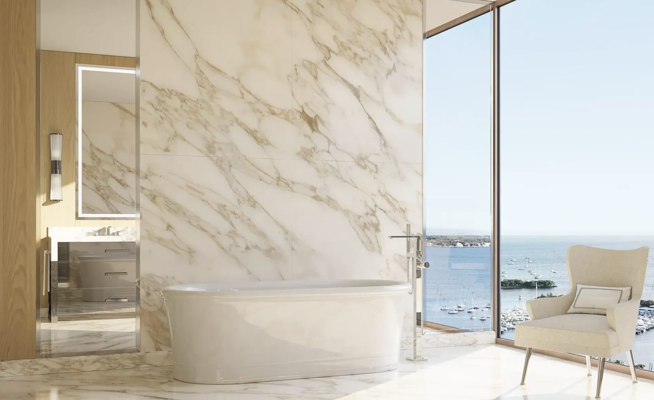 Four Seasons Private Residences Coconut Grove — soaking tub overlooking the bay