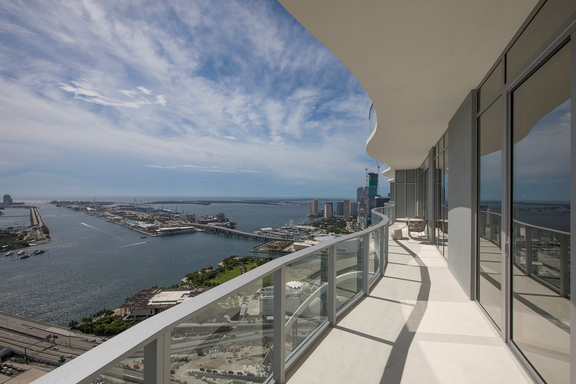 Biscayne Bay and Downtown Miami view from the curved PH5303 terrace