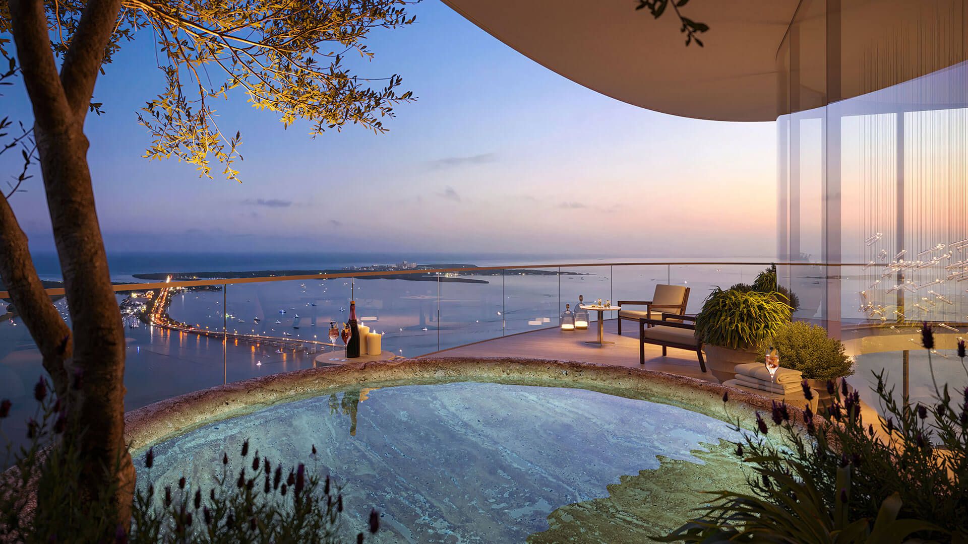 The Residences at 1428 Brickell — penthouse terrace pool overlooking the bay