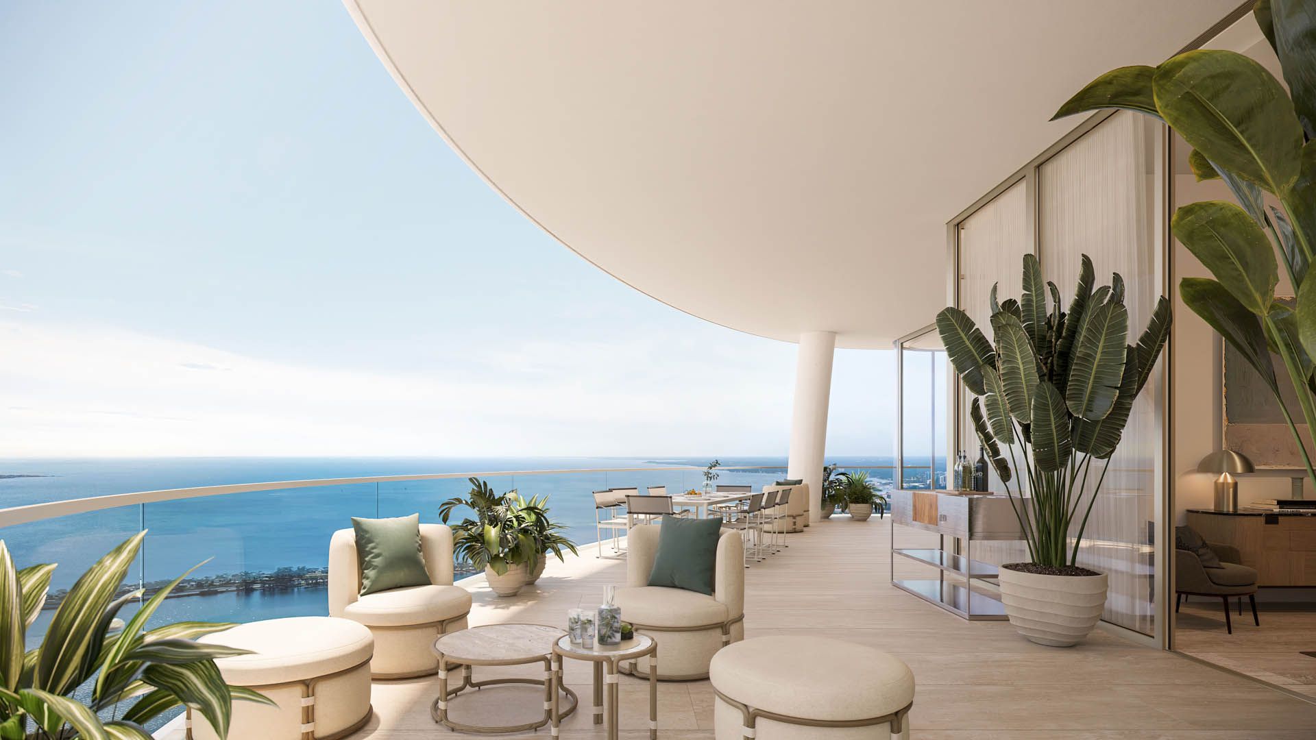 The Residences at 1428 Brickell — residence balcony overlooking the bay
