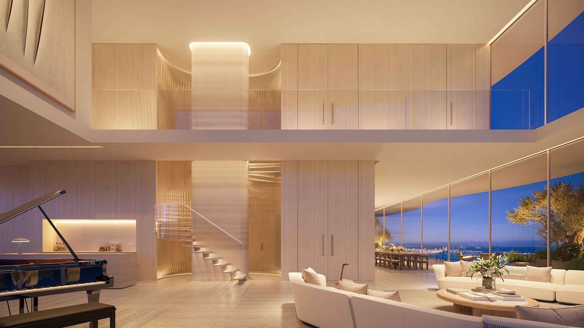 The Residences at 1428 Brickell — double-height penthouse living space