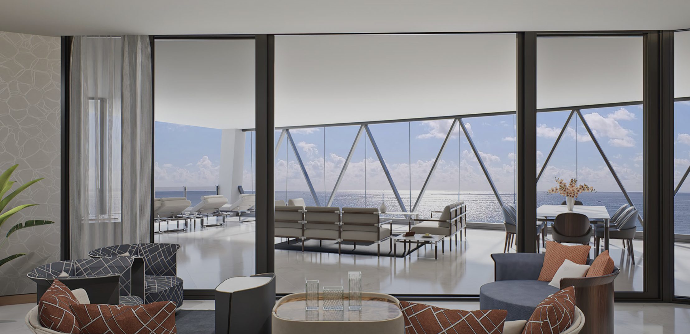 Bentley Residences Miami — Residence Azure great room and Florida room