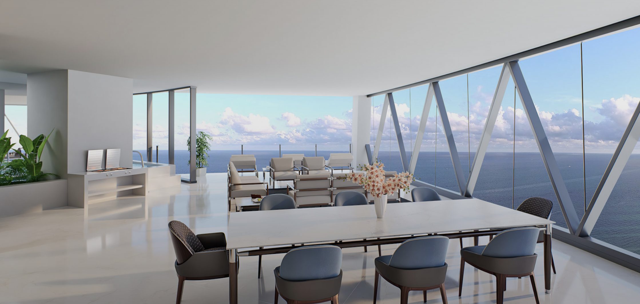 Bentley Residences Miami — Residence Azure Florida room with ocean views