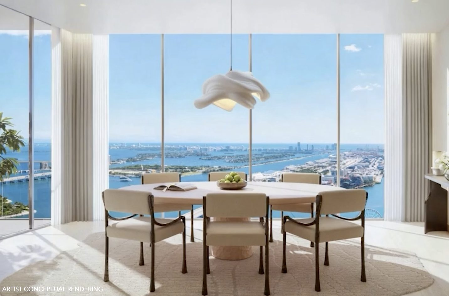 Delano Residences & Hotel Miami — dining room overlooking Biscayne Bay