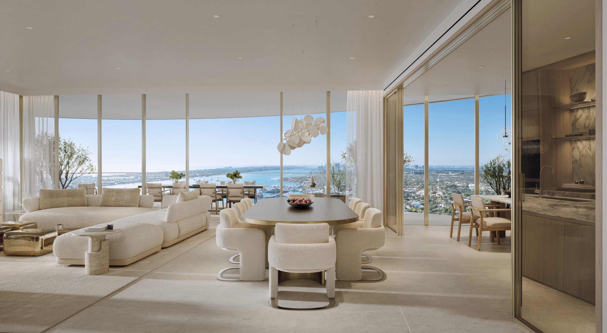 Mandarin Oriental Residences, West Palm Beach — great room with water views
