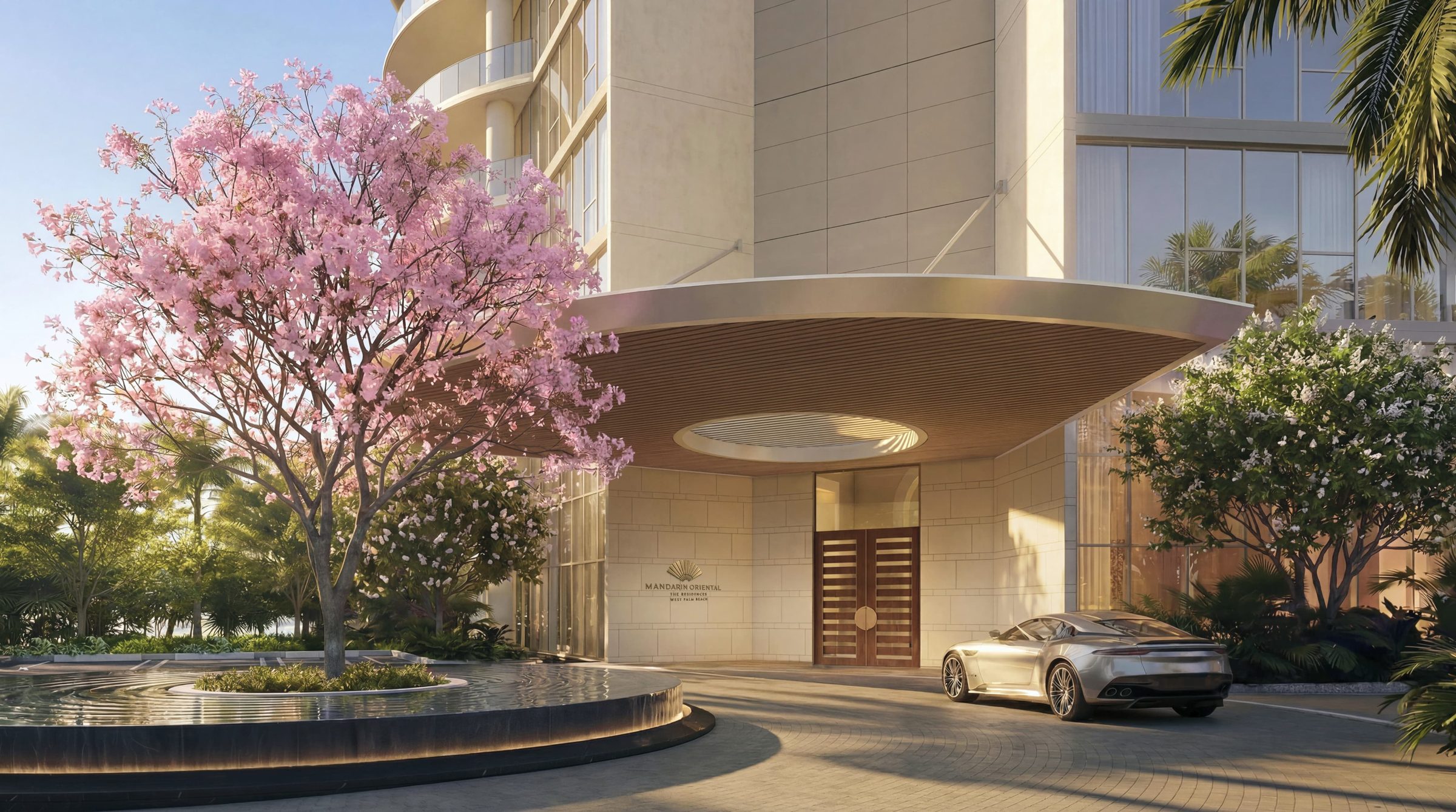 Mandarin Oriental Residences, West Palm Beach — arrival court and porte-cochère