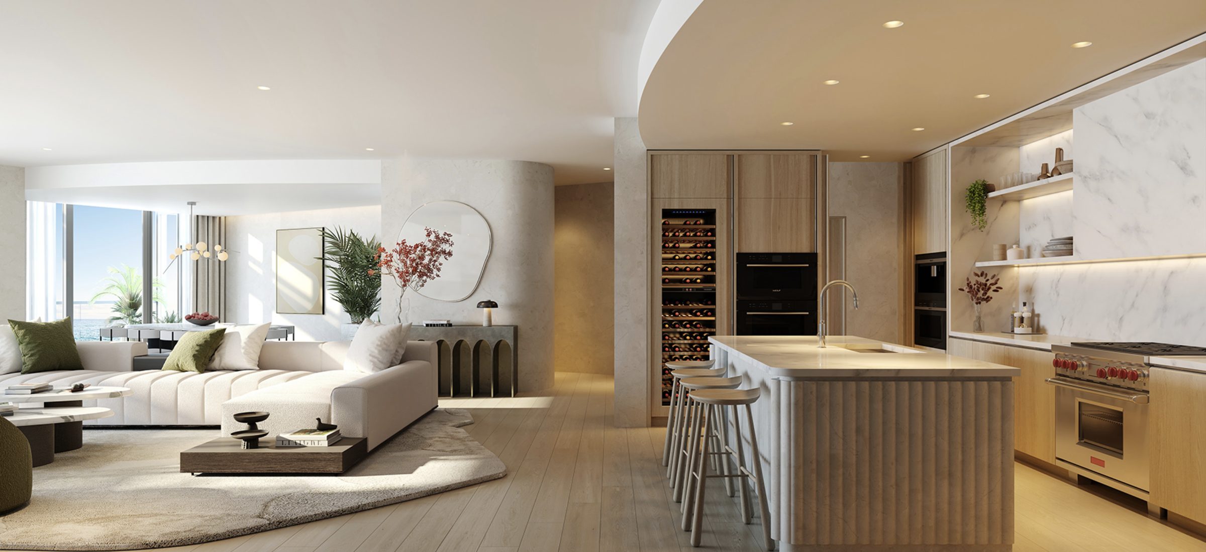 Rivage Bal Harbour — great room opening to the kitchen