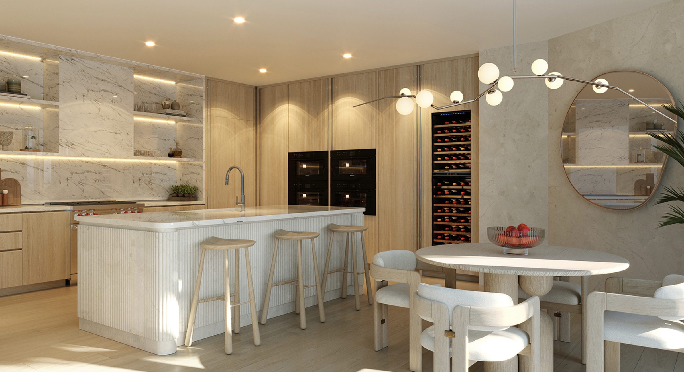 Rivage Bal Harbour — kitchen with island and dining area