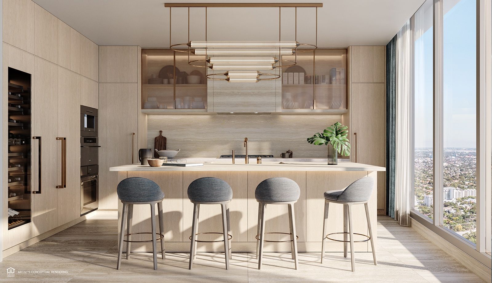 The St. Regis Residences, Miami — residence kitchen with island seating