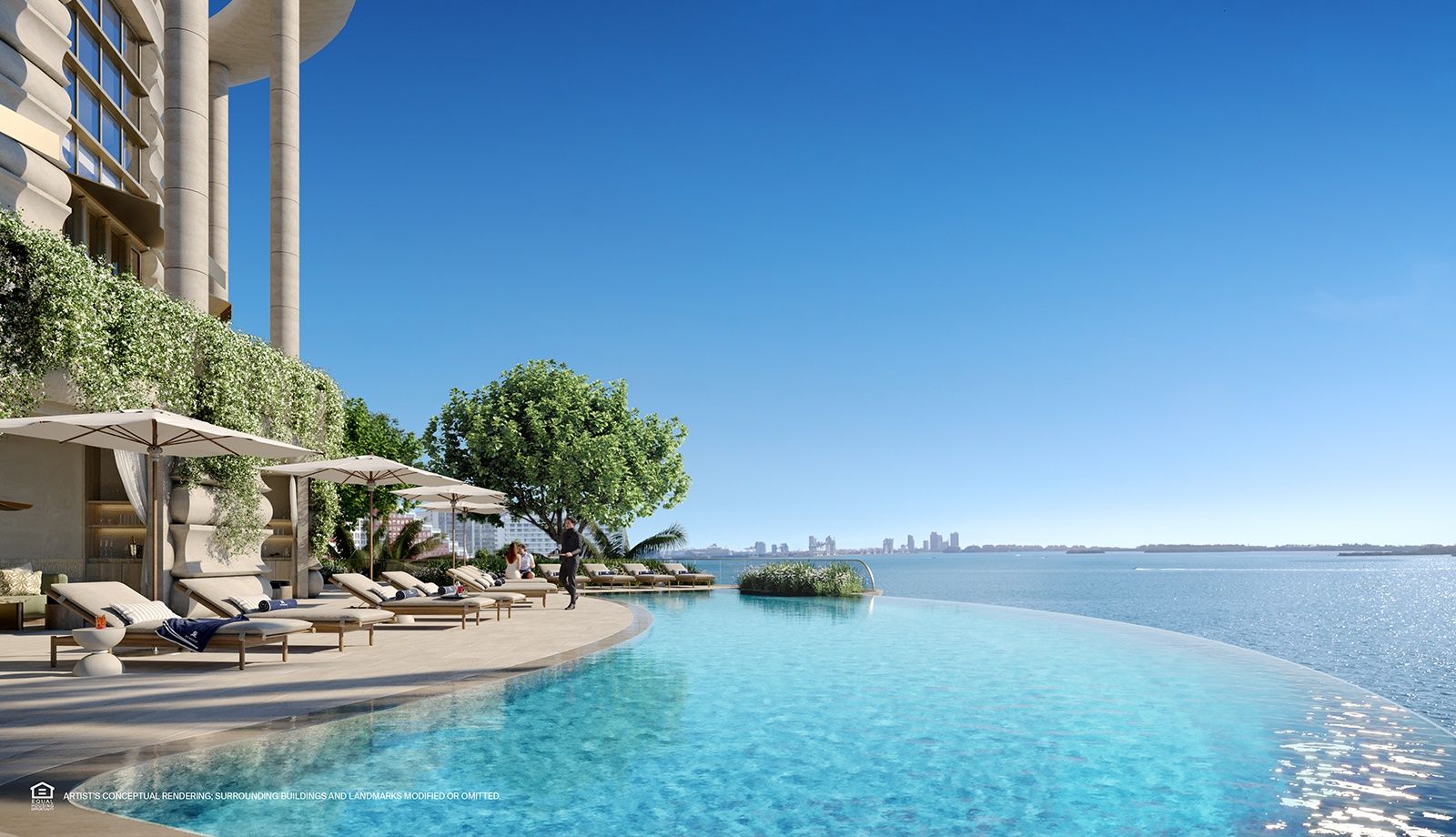 The St. Regis Residences, Miami — infinity pool edge overlooking the bay