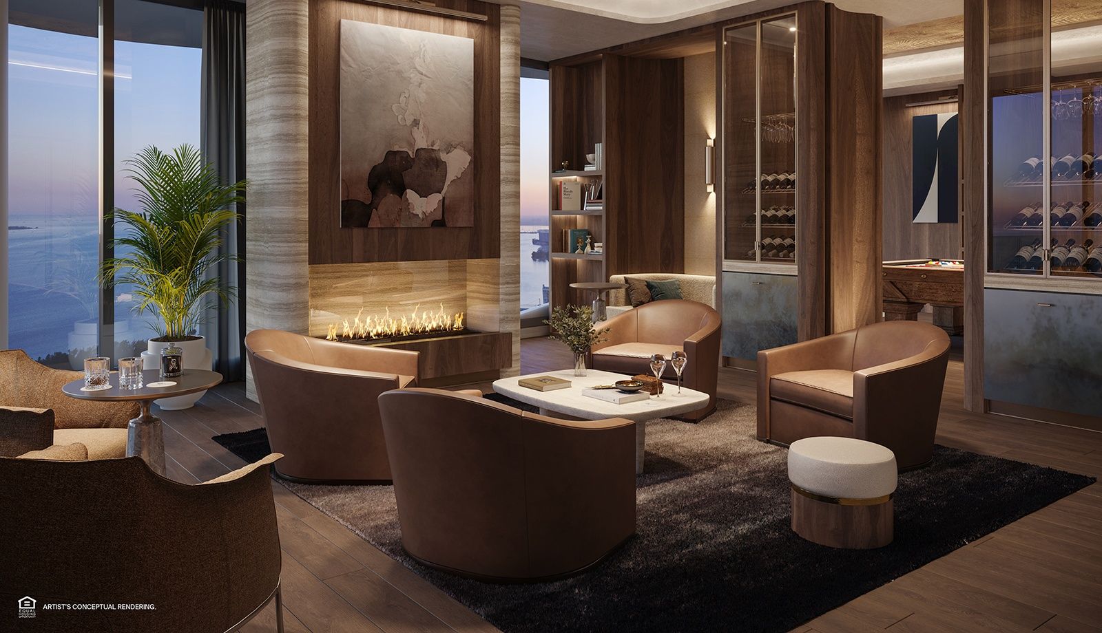 The St. Regis Residences, Miami — library lounge