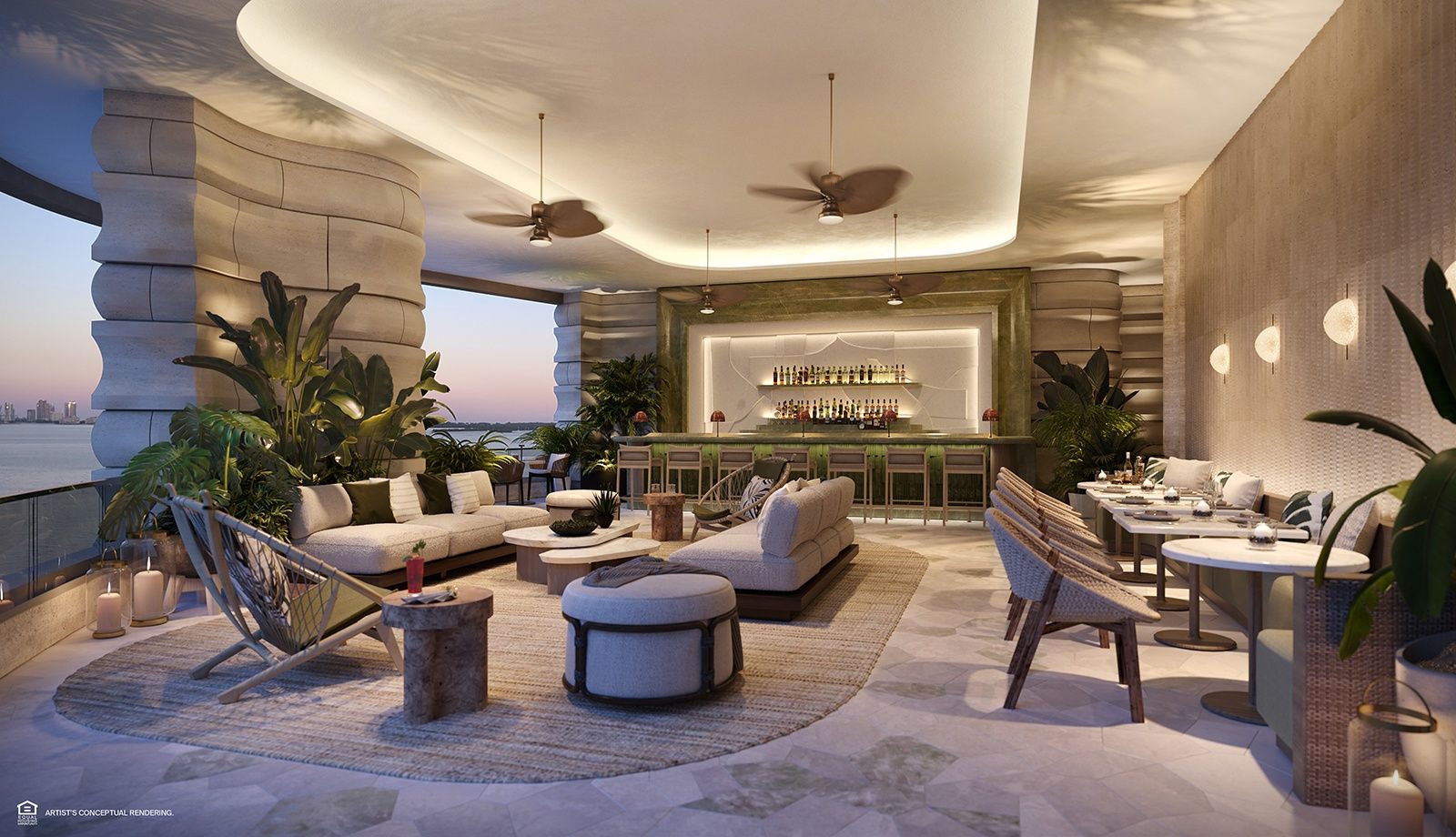 The St. Regis Residences, Miami — covered outdoor lounge