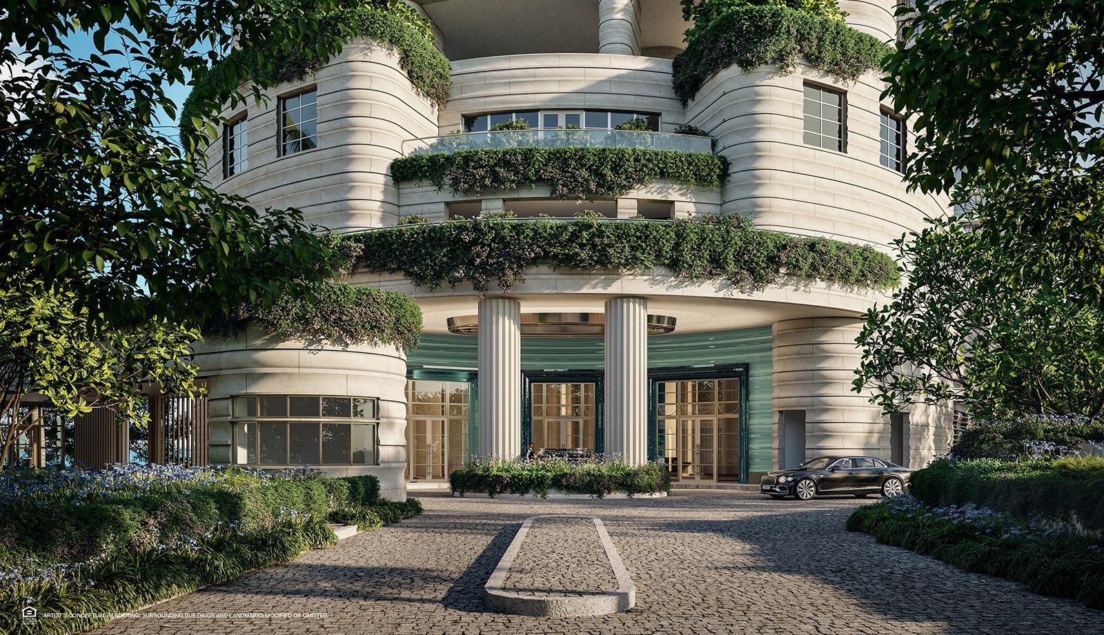 The St. Regis Residences, Miami — exterior facade and gardens