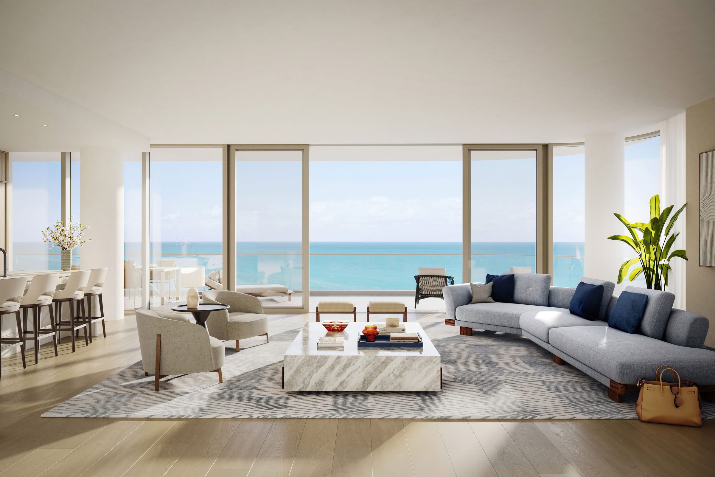 The Perigon Miami Beach — living room facing the ocean