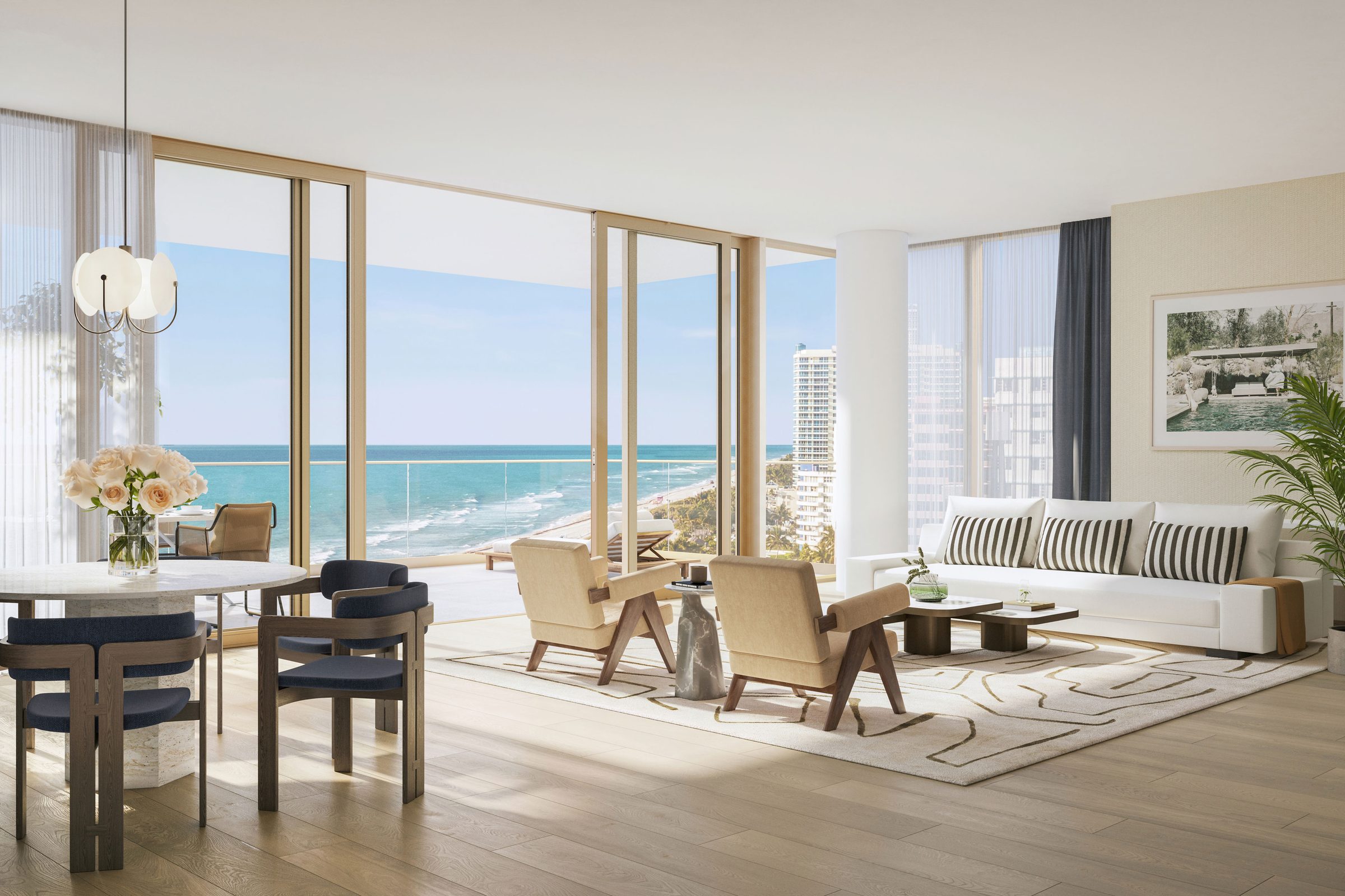 The Perigon Miami Beach — great room and dining area with ocean views