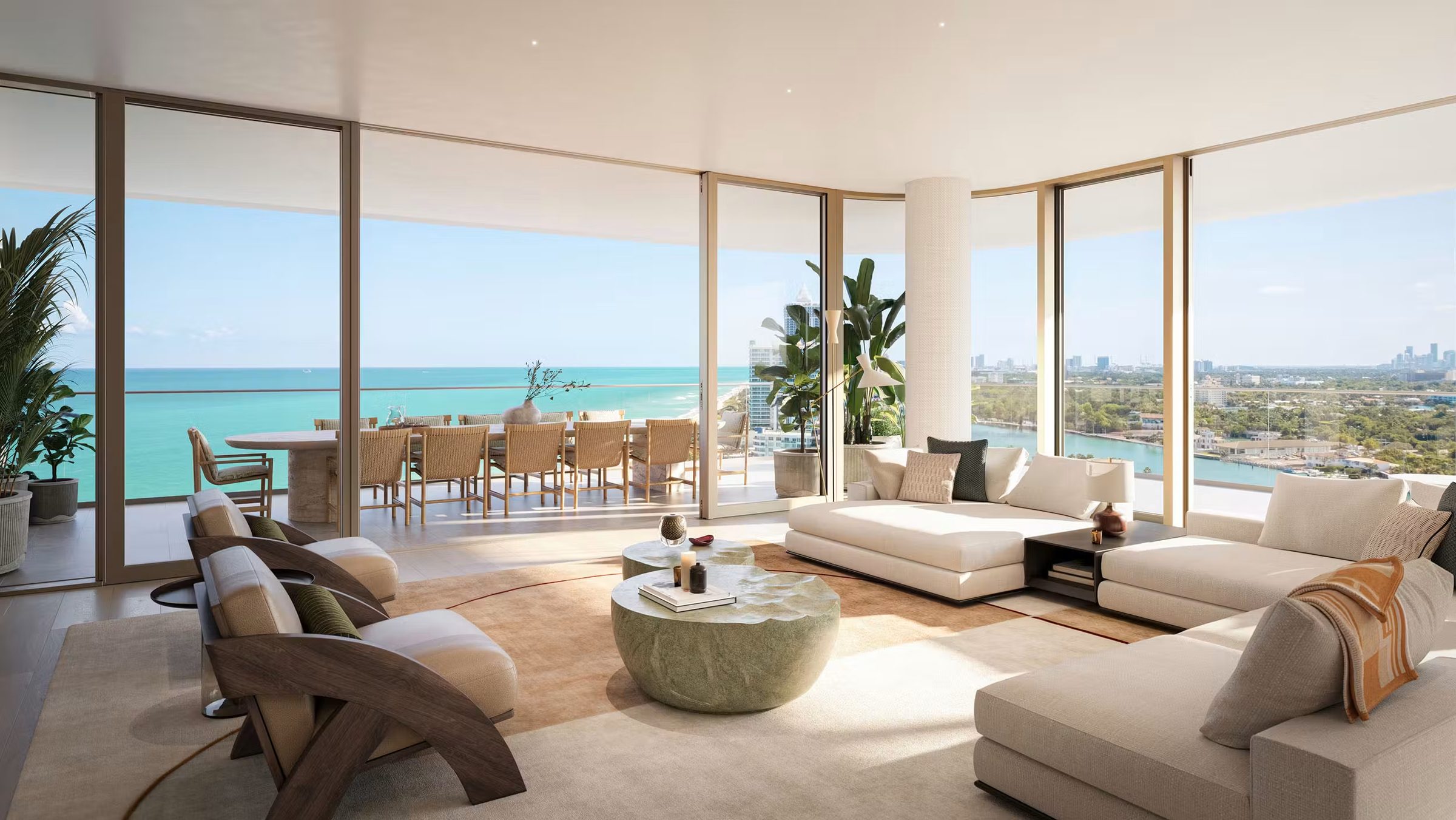 The Perigon Miami Beach — great room with city and bay views