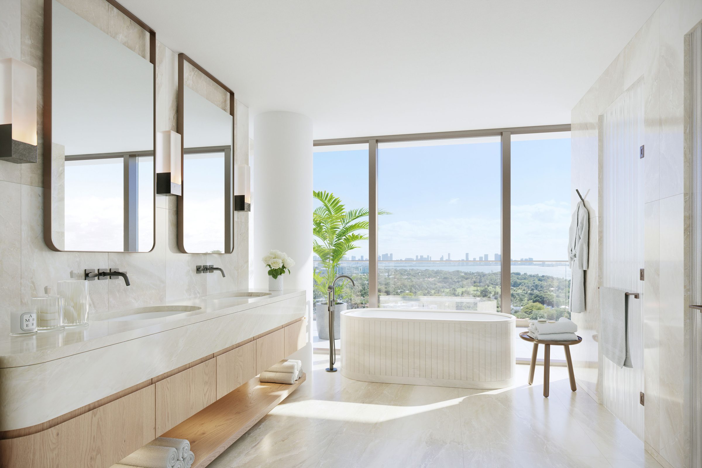 The Perigon Miami Beach — primary bathroom with freestanding tub