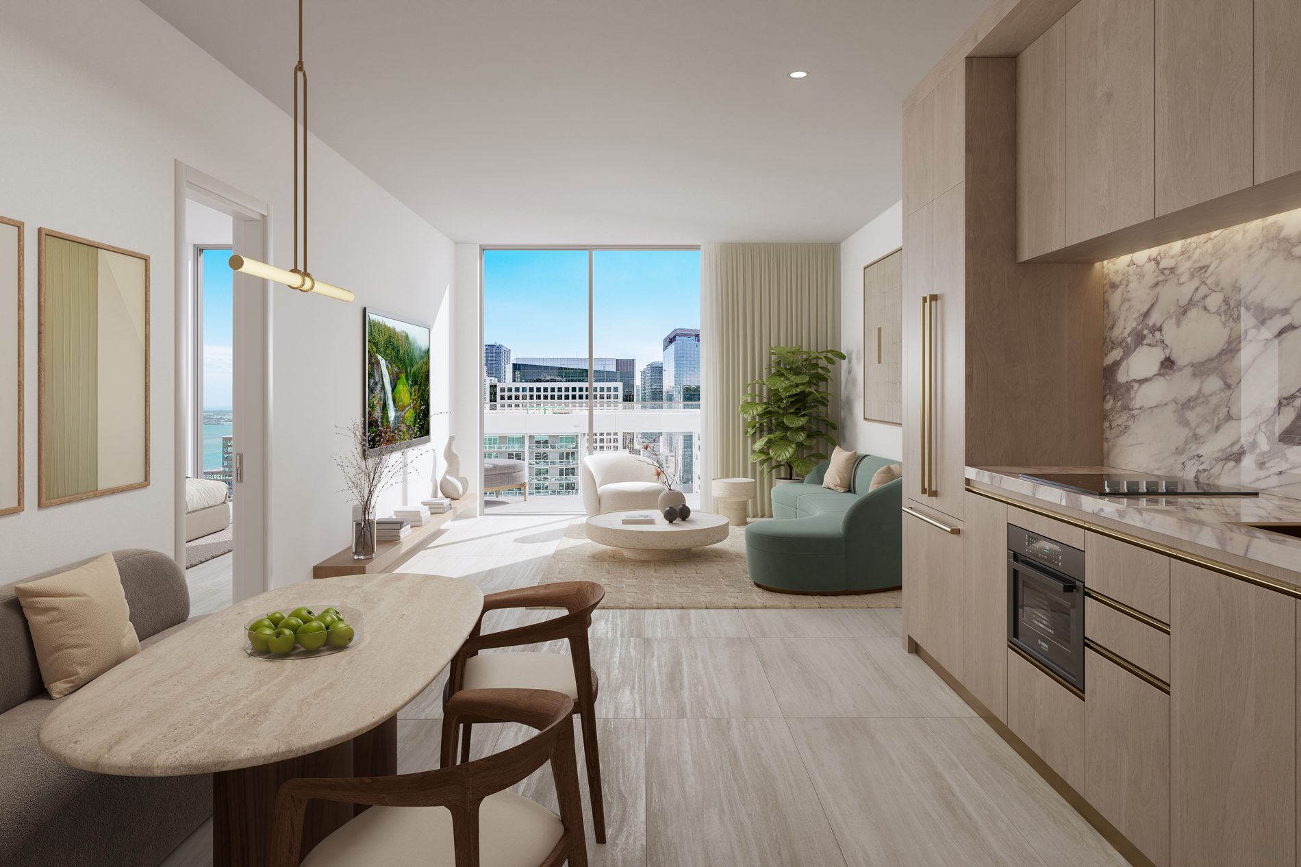 Viceroy Brickell — one-bedroom residence living and dining