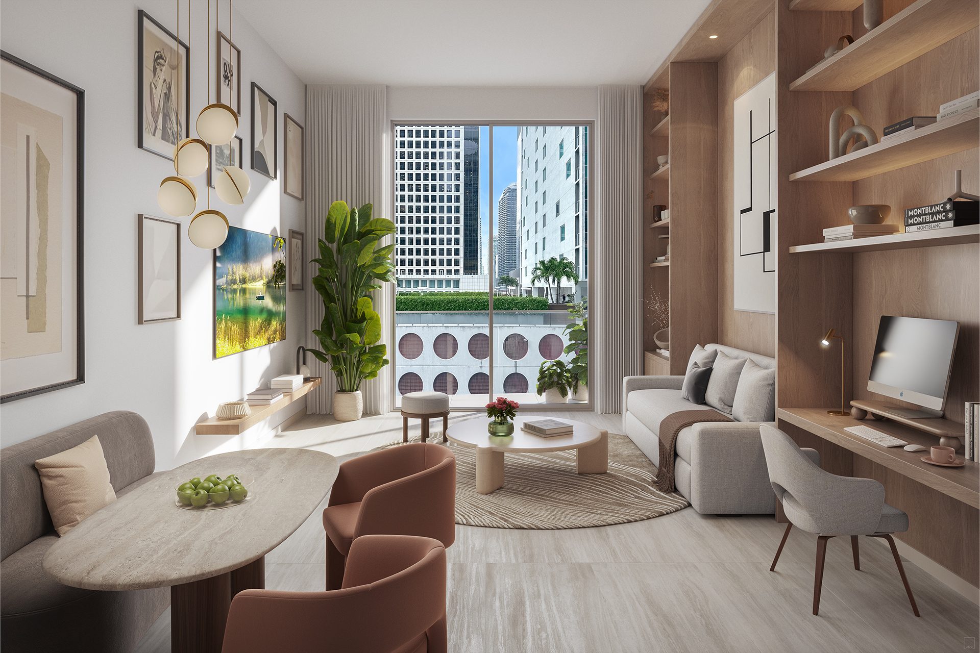 Viceroy Brickell — living area with city views