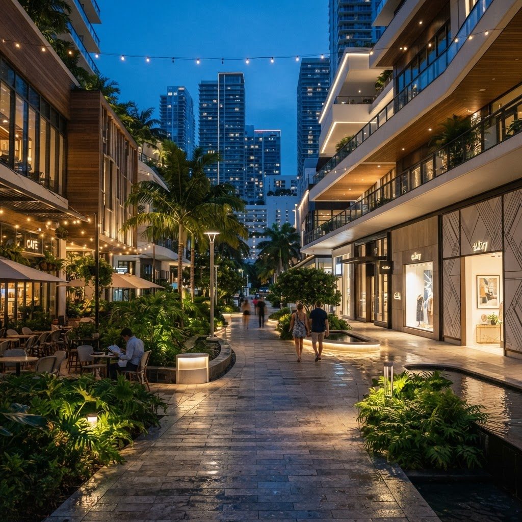 Miami Worldcenter pedestrian retail and dining district